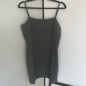 Black and white plaid mini dress